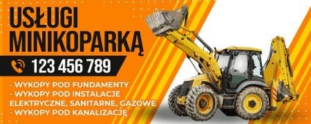 Baner reklamowy mini-koparka usługi 200x100 cm