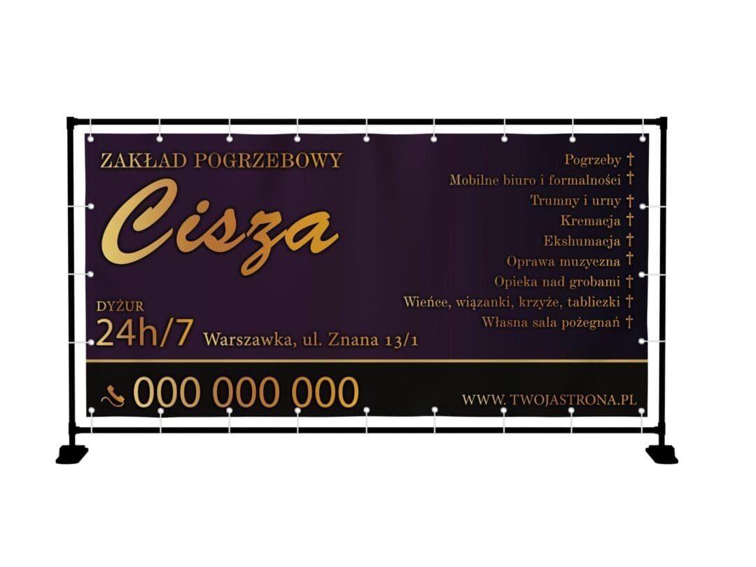 BANER PREMIUM - POGRZEBY ZAKŁAD POGRZEBOWY - 200X100 CM - SUPER JAKOŚĆ!