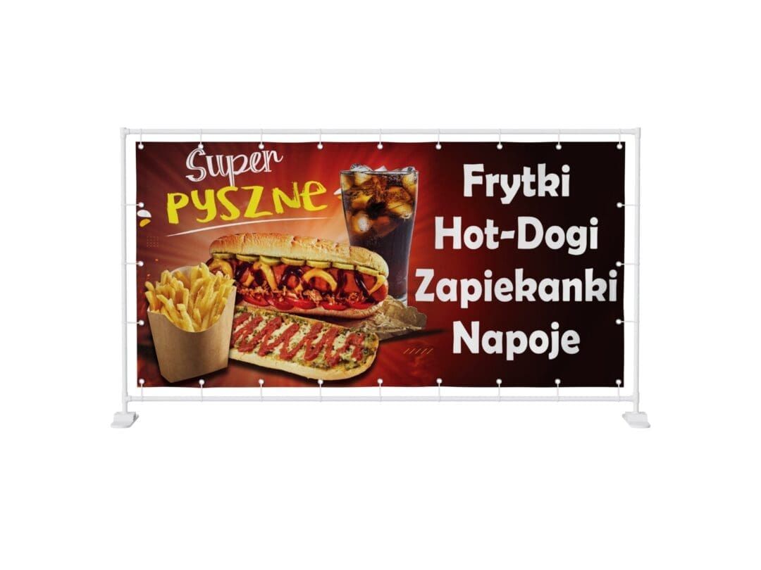 BANER REKLAMOWY ZAPIEKANKI FRYTKI HOT DOGI 200X100CM SUPER JAKOŚĆ!