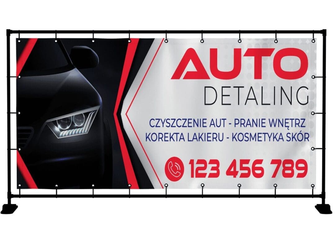BANER REKLAMOWY AUTO DETALING 200X100 CM SUPER JAKOŚĆ