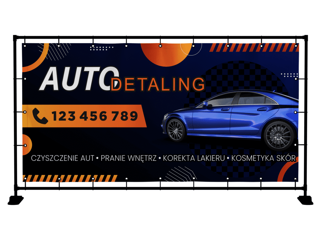 BANER REKLAMOWY AUTO DETALING 200X100 CM SUPER JAKOŚĆ
