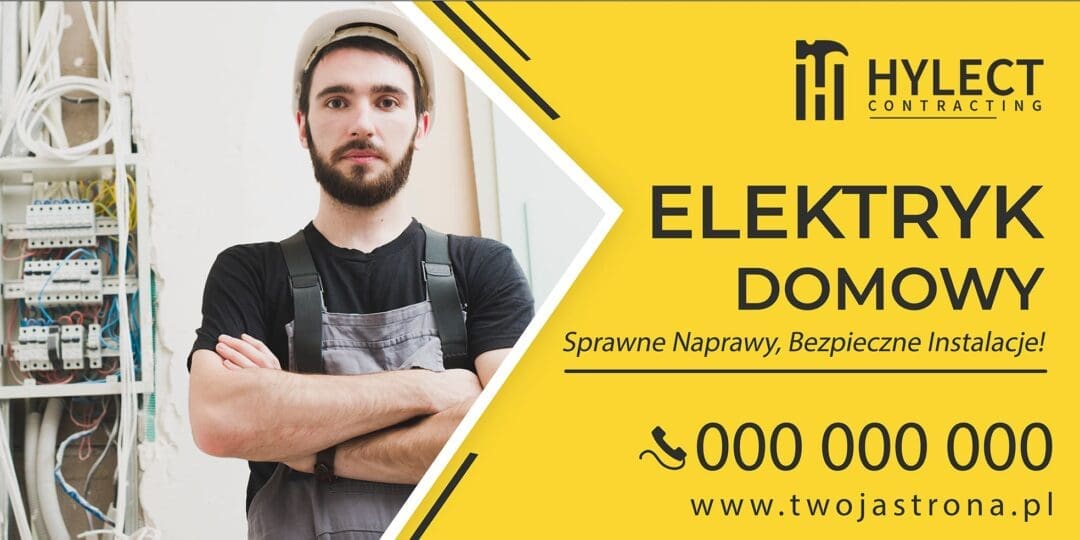 BANER PREMIUM - ELEKTRYK - USŁUGI ELEKTRYCZNE - 200X100 CM - SUPER JAKOŚĆ!