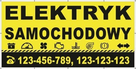 Baner Reklamowy 2 x 1 m -Elektryk Samochodowy- Baner Premium - Mocny !