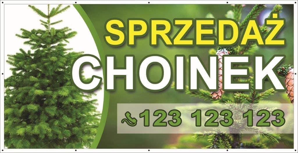 Baner Reklamowy 2 x 1 m - Sprzedaż Choinek - Baner Premium - Mocny !