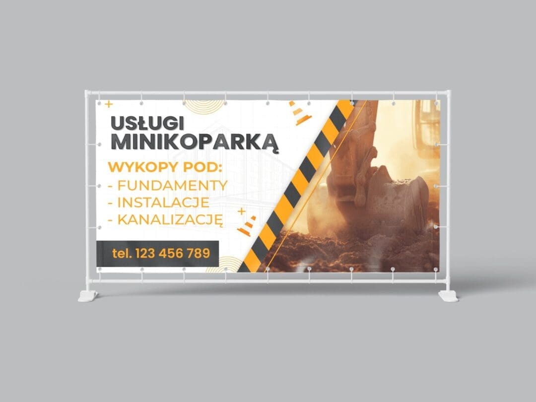 BANER REKLAMOWY - USŁUGI MINIKOPARKĄ - 200X100 CM