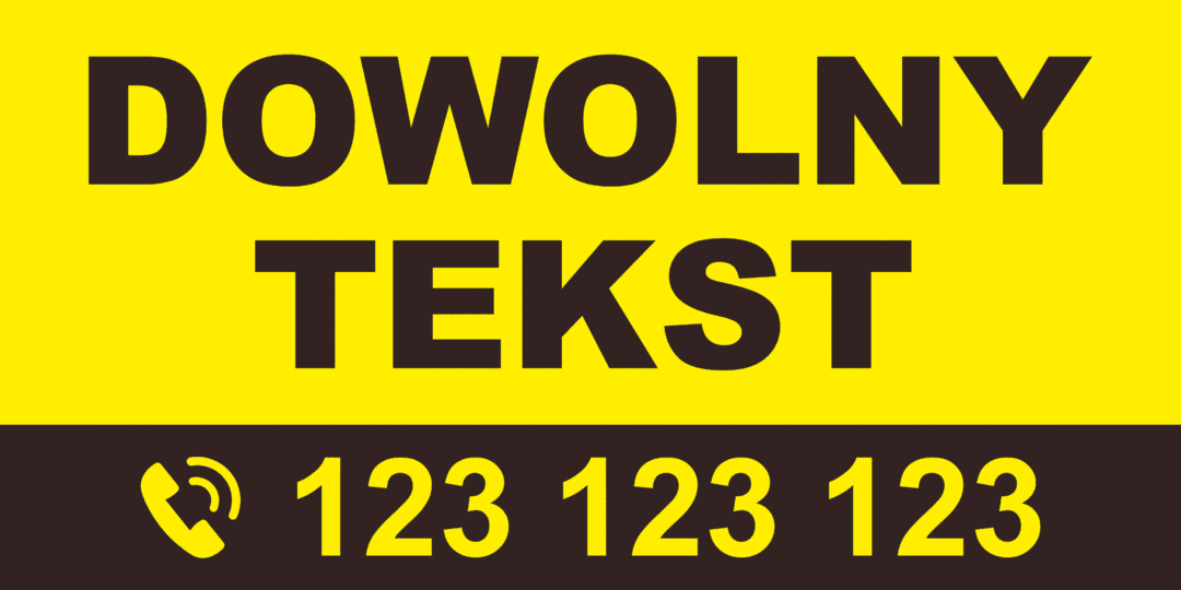 BANER REKLAMOWY - DOWOLNY TEKST - ŻÓŁ -200X100 CM - SUPER JAKOŚĆ
