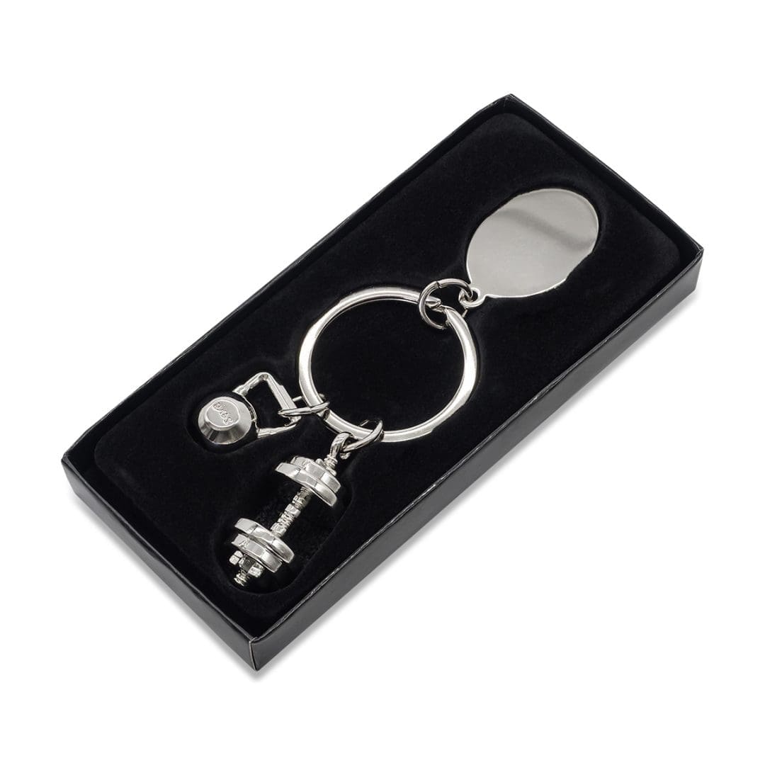 Brelok z motywem sportowym GymKey, srebrny