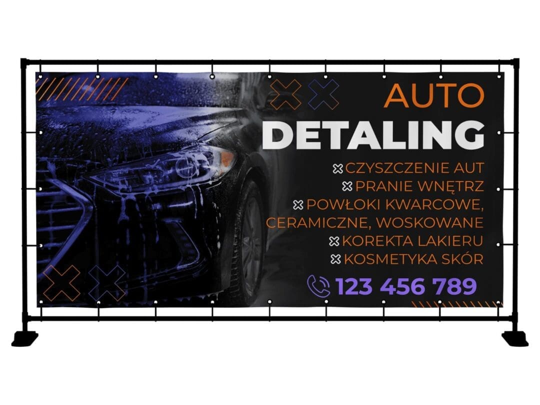 BANER REKLAMOWY AUTO DETALING 200X100 CM SUPER JAKOŚĆ