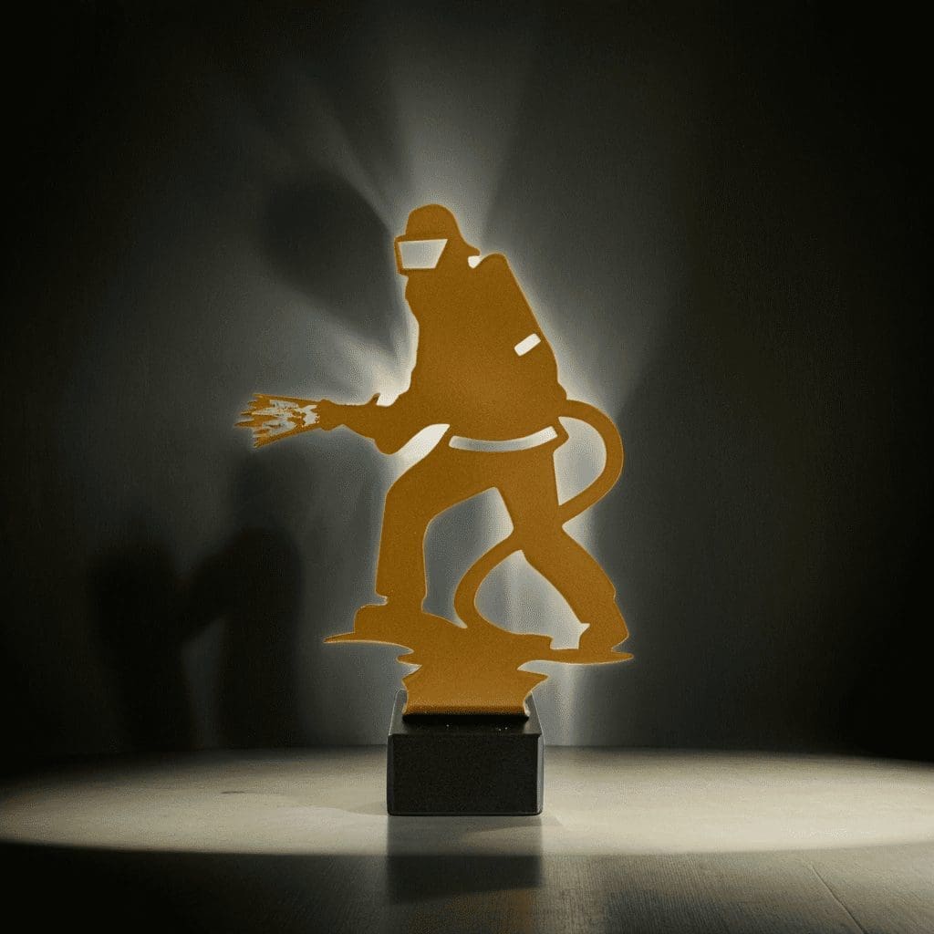 STATUETKA STRAŻAKA NAGRODA ZŁOTA METAL GRAWER PREZENT