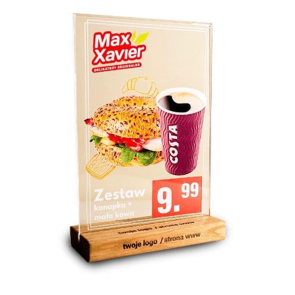 STOJAK Tabliczka PLEXI A4 ze stojakiem NADRUK SUPER JAKOŚĆ!