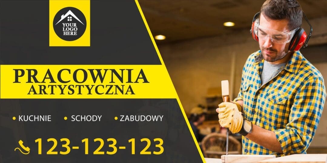 BANER PREMIUM - PRACOWNIA ARTYSTYCZNA - STOLARZ - 200X100 CM SUPER JAKOŚĆ!