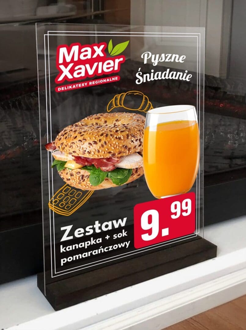 STOJAK Tabliczka PLEXI A4 ze stojakiem NADRUK SUPER JAKOŚĆ!