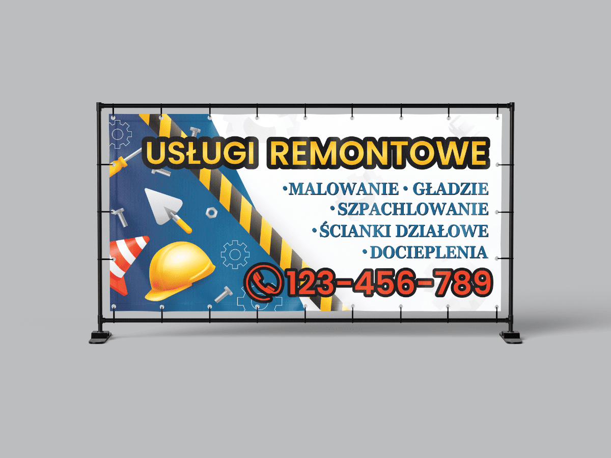 BANER PREMIUM - USŁUGI REMONTOWE - 200X100 CM - SUPER JAKOŚĆ!