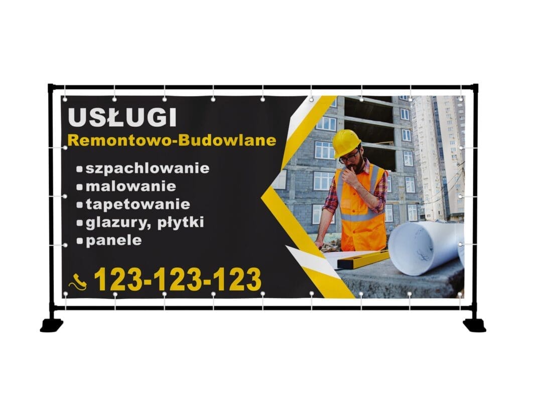 BANER PREMIUM - USŁUGI BUDOWLANE REMONTOWE - 2X1M - SUPER JAKOŚĆ!!