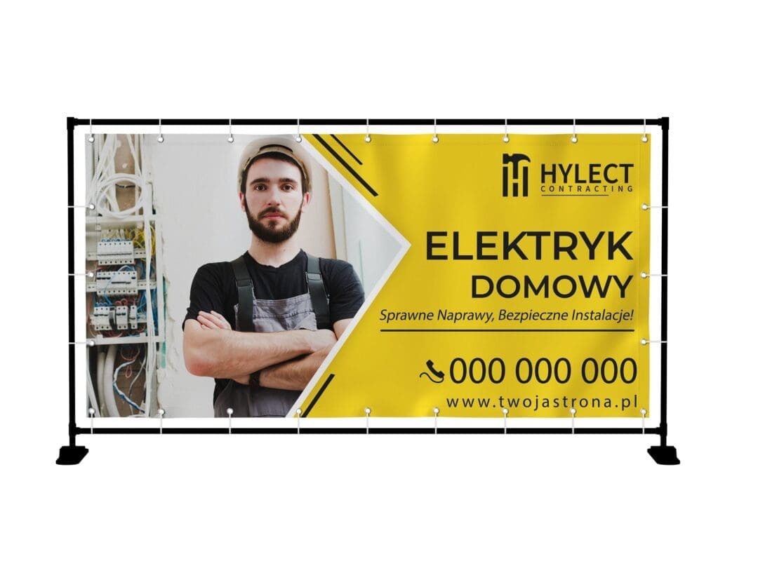 BANER PREMIUM - ELEKTRYK - USŁUGI ELEKTRYCZNE - 200X100 CM - SUPER JAKOŚĆ!