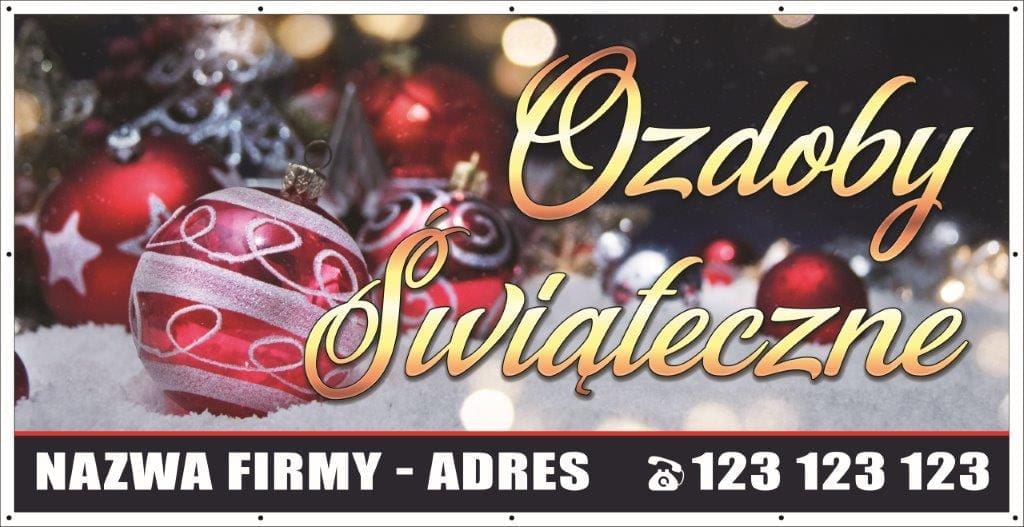 Baner Reklamowy 2 x 1 m - Ozdoby świąteczne - Baner Premium - Mocny - Niezrównana Trwałość oraz Jakość !