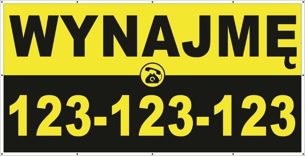 Baner Reklamowy 2 x 1 m -Wynajmę- Baner Premium - Mocny !