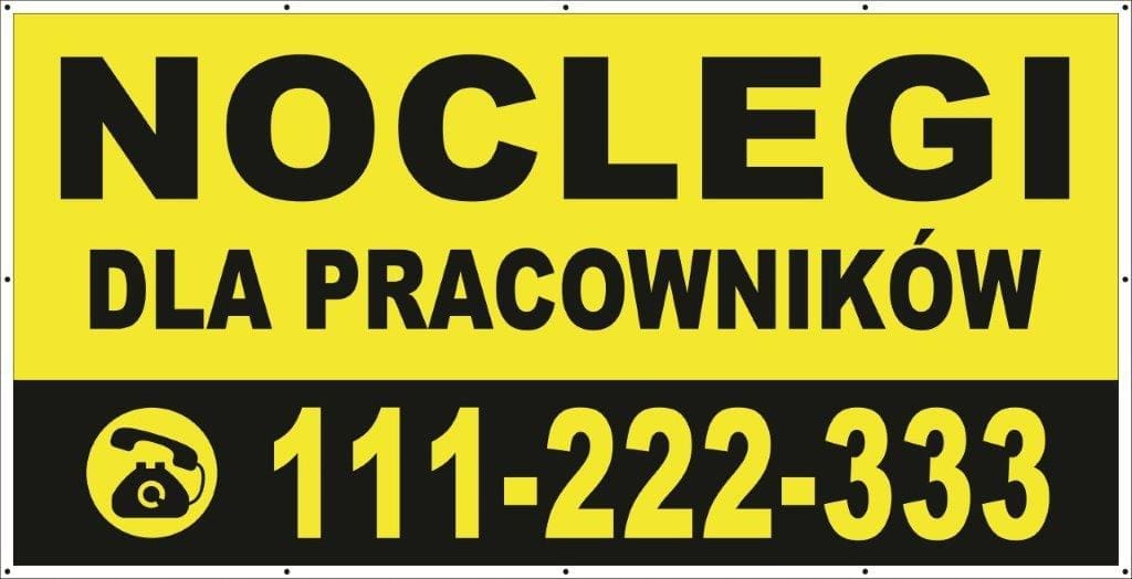 Baner Reklamowy 2 x 1 m -Noclegi- Baner Premium - Mocny !