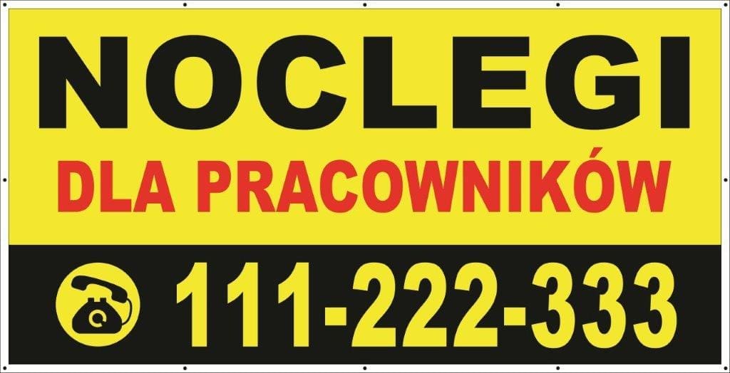Baner Reklamowy 2 x 1 m -Noclegi- Baner Premium - Mocny !