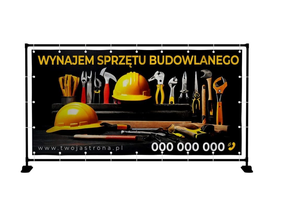 BANER PREMIUM - WNAJEM SPRZĘTU BUDOWLANEGO - 200X100 CM - SUPER JAKOŚĆ!
