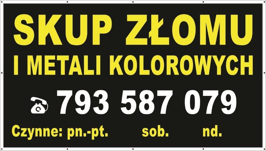 Baner Reklamowy 2 x 1 m -Skup Złomu- Baner Premium - Mocny !