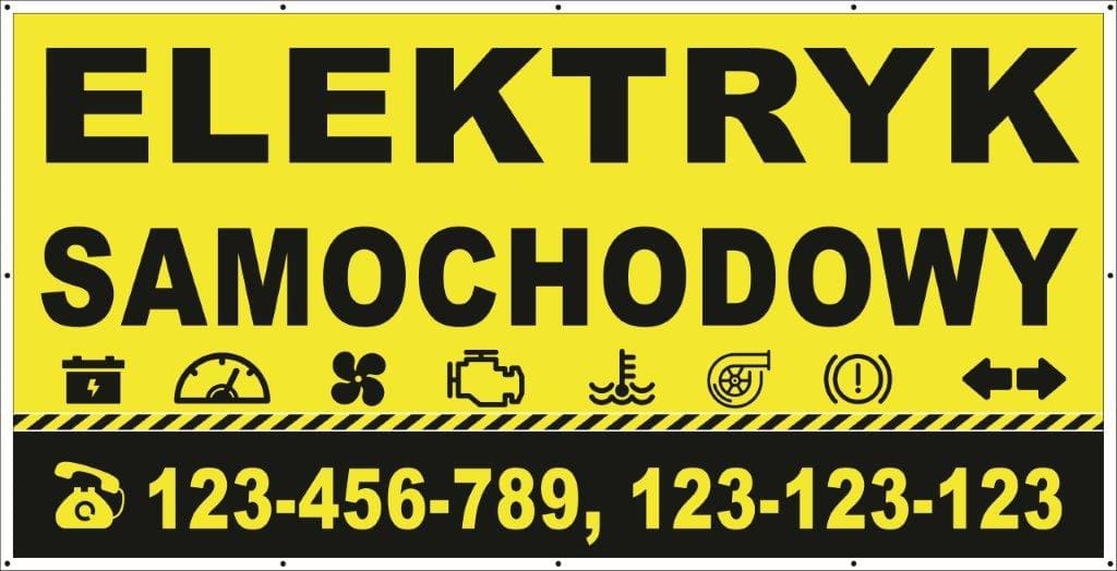 Baner Reklamowy 2 x 1 m -Elektryk Samochodowy- Baner Premium - Mocny !