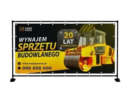 BANER PREMIUM - WYNAJEM SPRZĘTU BUDOWLANEGO - 200X100 CM - SUPER JAKOŚĆ!