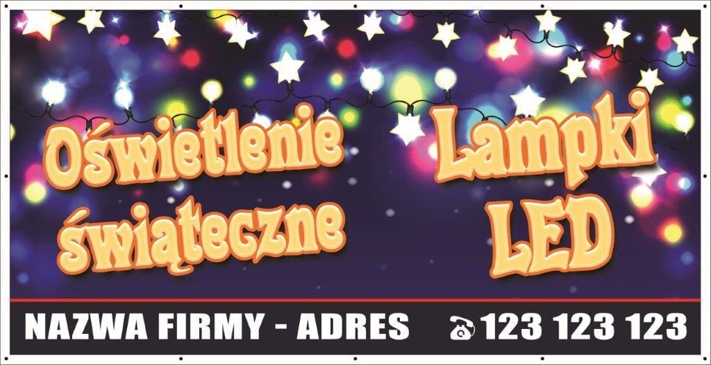 Baner Reklamowy 2 x 1 m - Ozdoby świąteczne - Baner Premium - Mocny - Niezrównana Trwałość oraz Jakość !