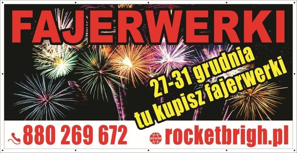 Baner Reklamowy 200 x 100 cm - Sprzedaż Fajerwerków - Baner Premium - Mocny !