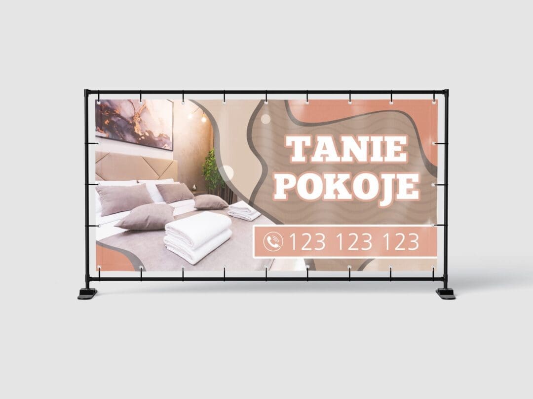 BANER REKLAMOWY - TANIE POKOJE - 200X100 CM - SUPER JAKOŚĆ!