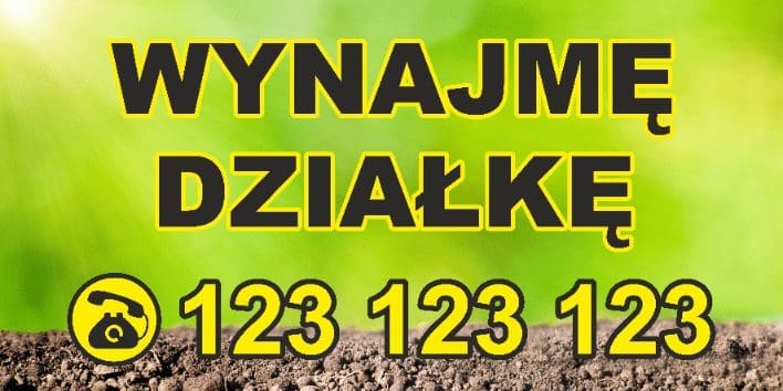 BANER REKLAMOWY - WYNAJMĘ DZIAŁKĘ WZ.2 - 200X100 CM