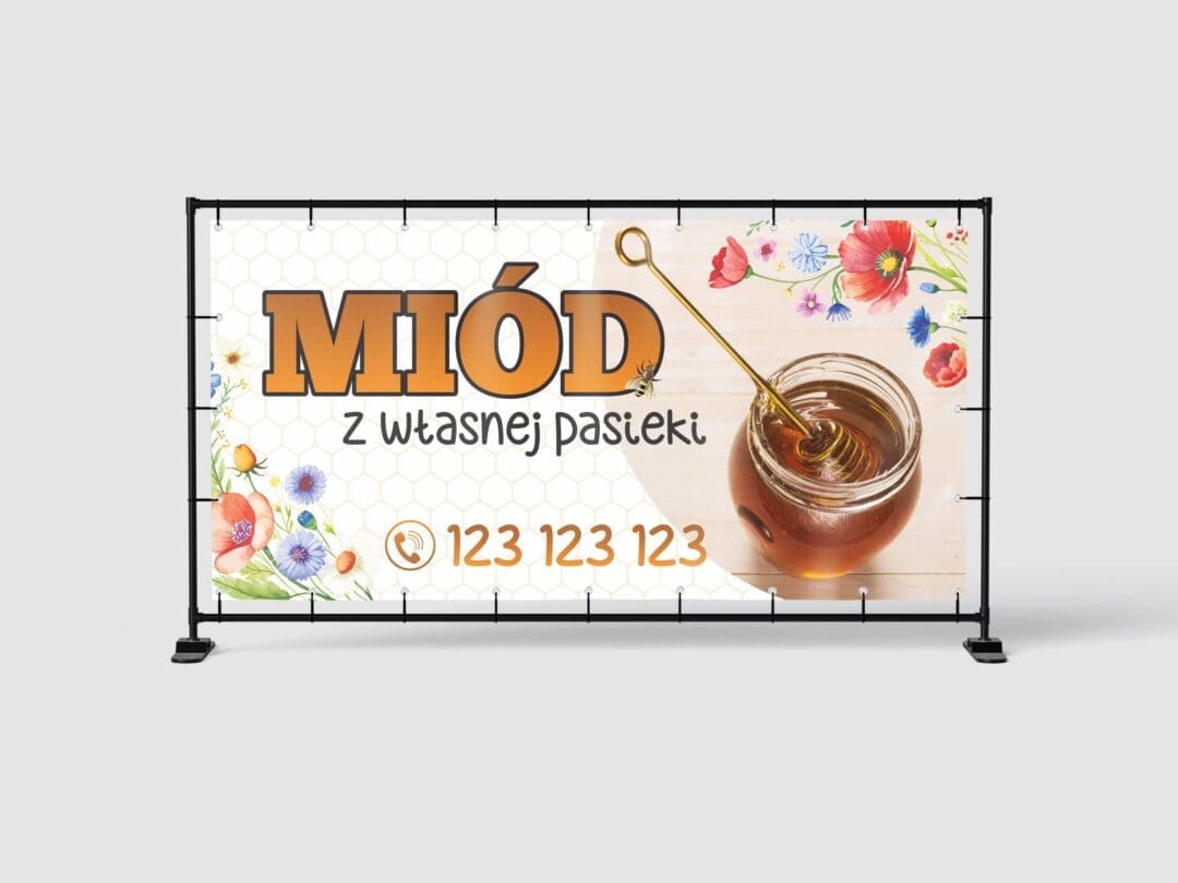 BANER REKLAMOWY - MIÓD Z WŁASNEJ PASIEKI - 200X100 CM