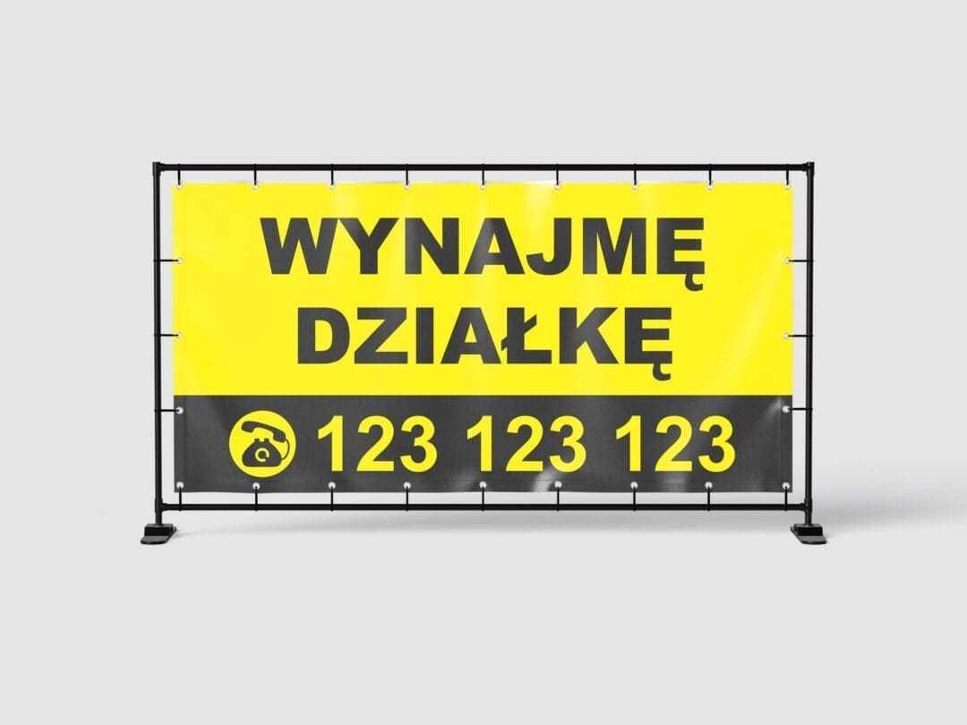 BANER REKLAMOWY - WYNAJMĘ DZIAŁKĘ - 200X100 CM