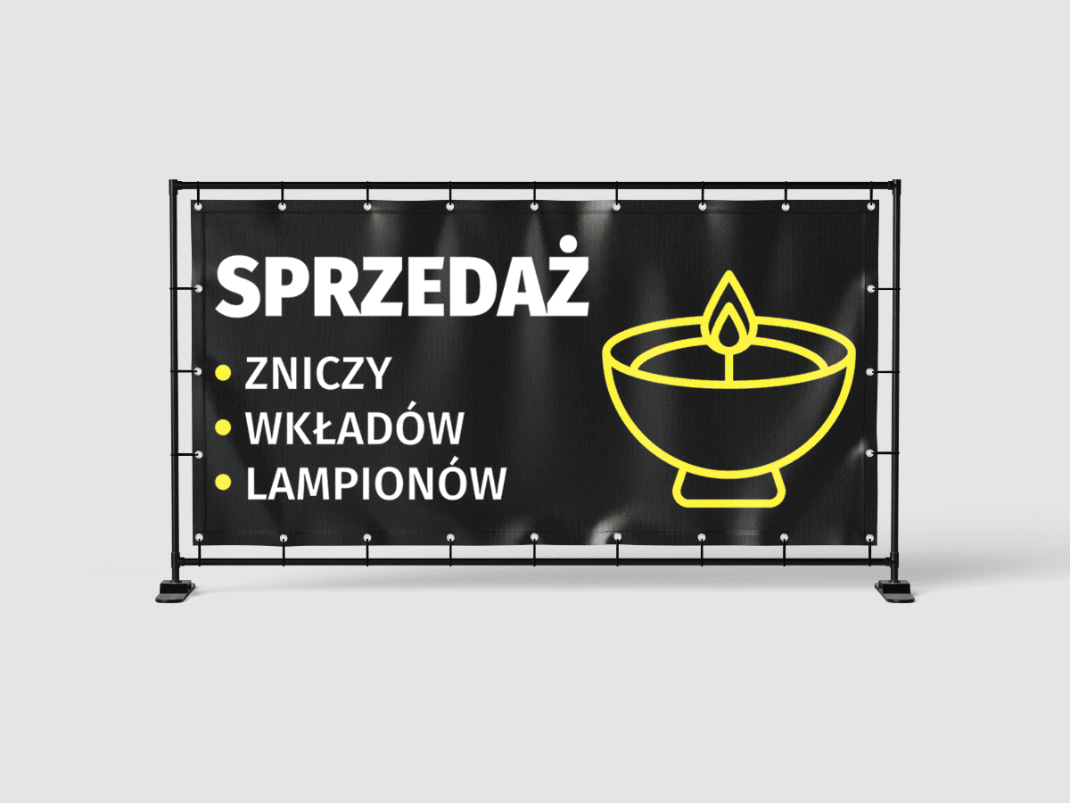 BANER REKLAMOWY - SPRZEDAŻ ZNICZY WKŁADÓW - 200X100 CM - SUPER JAKOŚĆ!