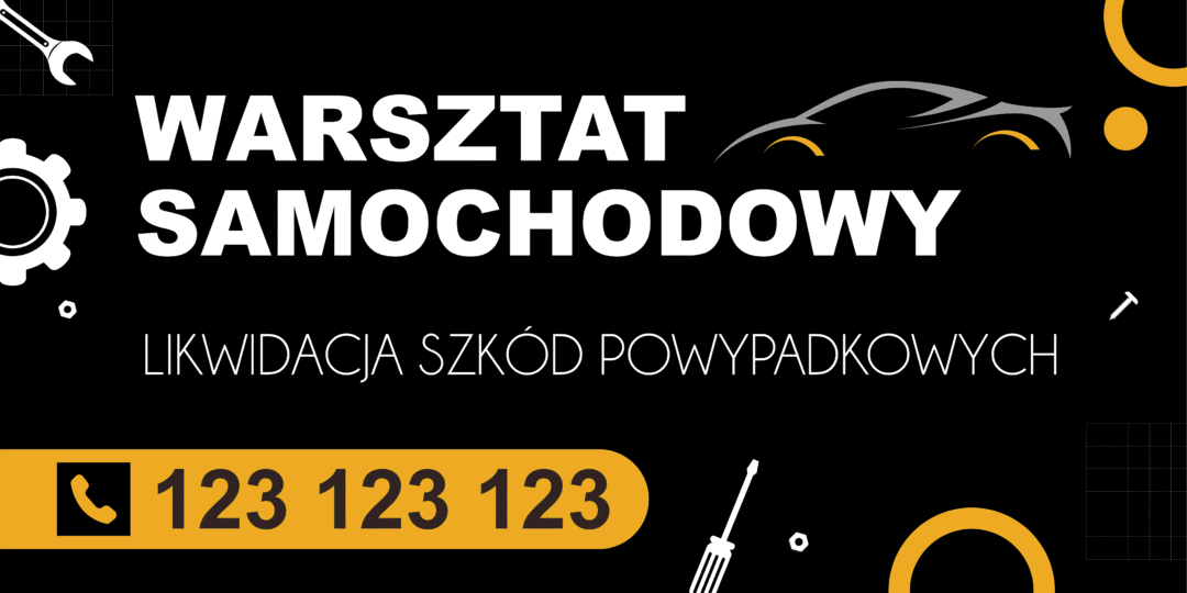 BANER REKLAMOWY - WARSZTAT SAMOCHODOWY - 200X100 CM - SUPER JAKOŚĆ!