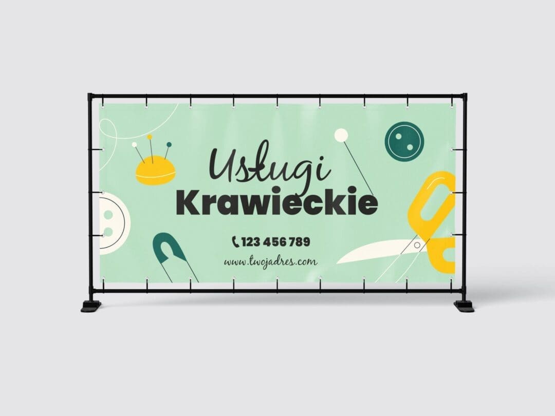 BANER REKLAMOWY - USŁUGI KRAWIECKIE - 200X100 CM - SUPER JAKOŚĆ!