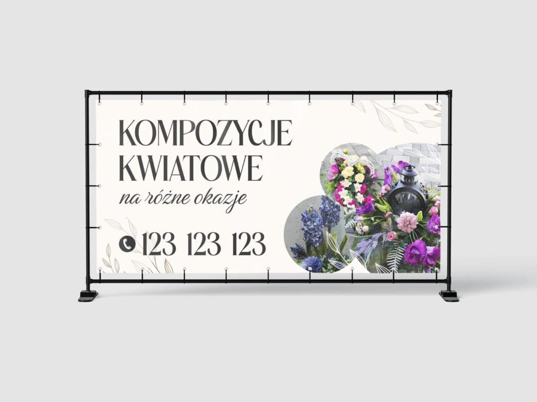 BANER REKLAMOWY - KOMPOZYCJE KWIATOWE - 200X100 CM - SUPER JAKOŚĆ!