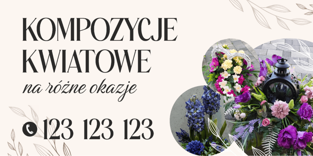 BANER REKLAMOWY - KOMPOZYCJE KWIATOWE - 200X100 CM - SUPER JAKOŚĆ!
