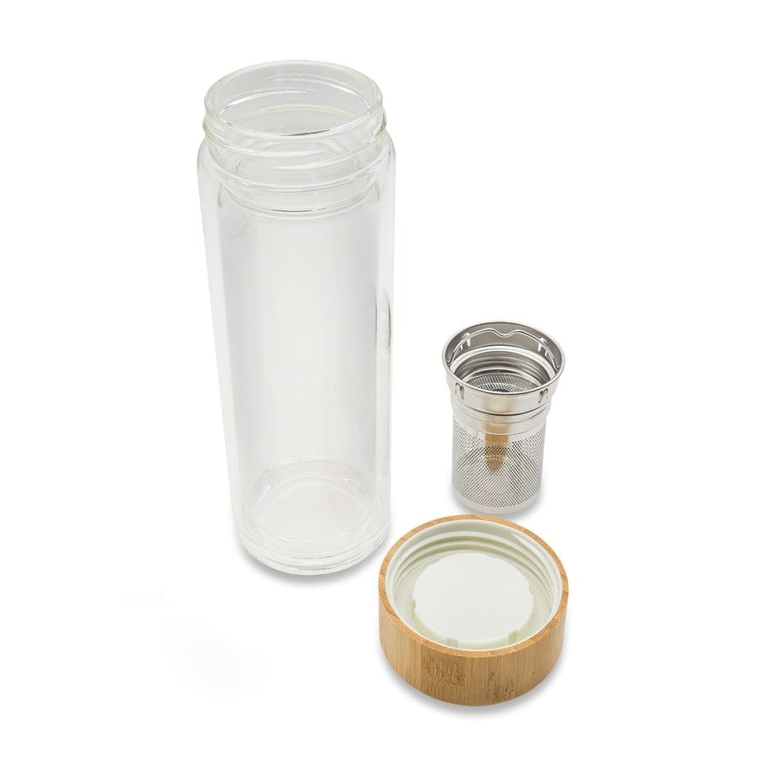 Dwuścienna butelka z zaparzaczem Helen 400 ml, transparentny