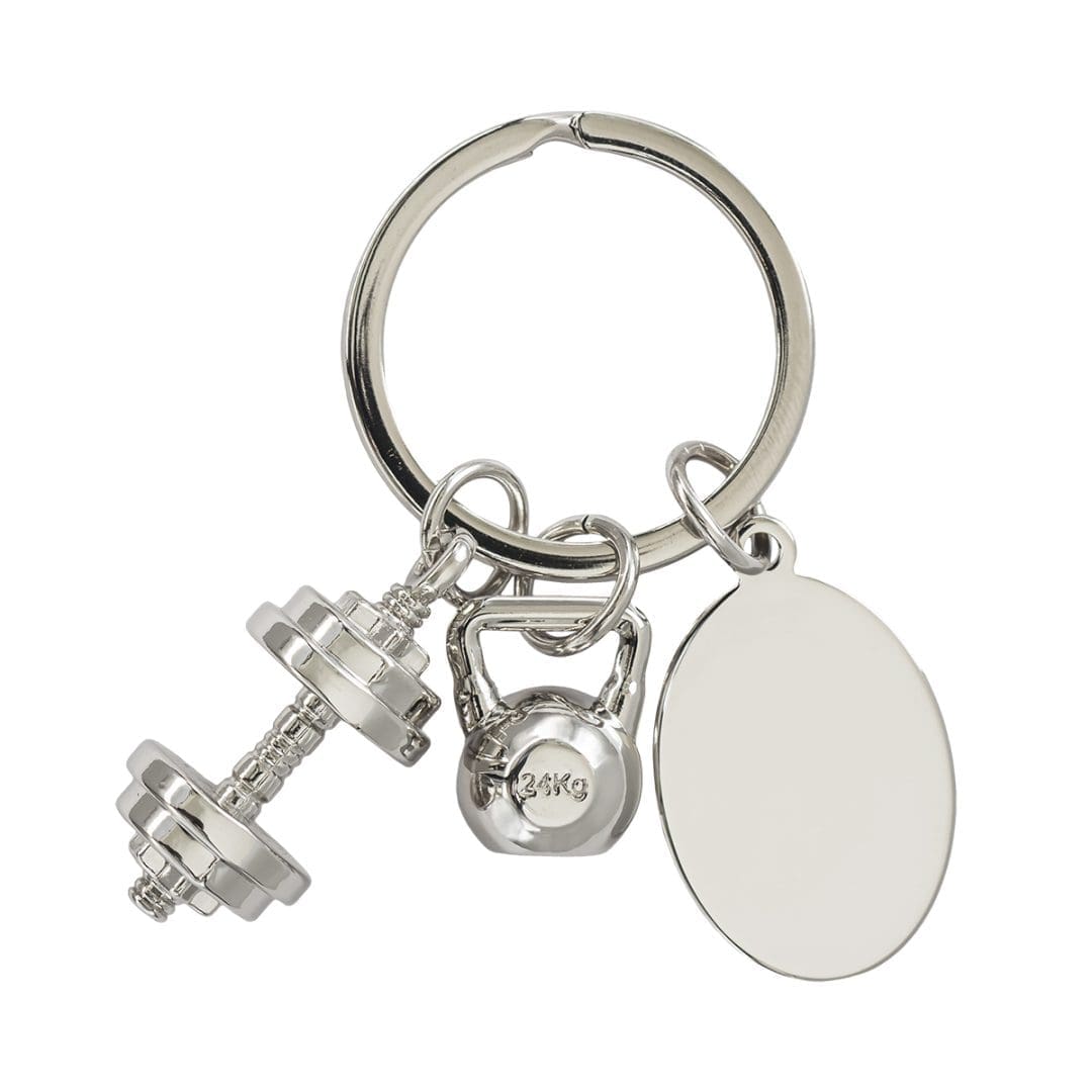 Brelok z motywem sportowym GymKey, srebrny