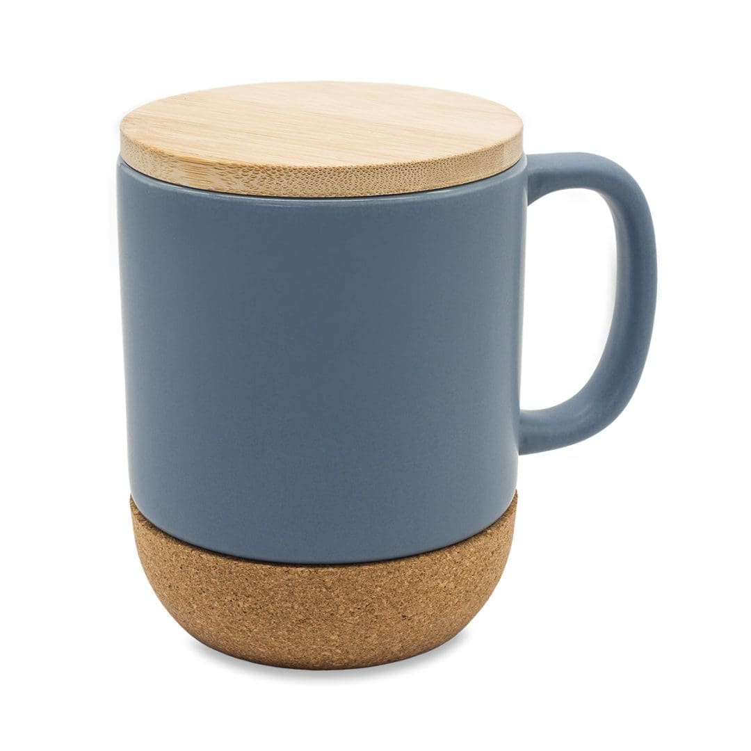 Kubek ceramiczny z bambusową przykrywką Giulia, szary